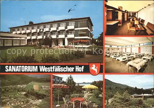 Reinhardshausen Sanatorium Westfaelischer Hof Speisesaal Terrasse Fliegeraufnahme Kat. Bad Wildungen