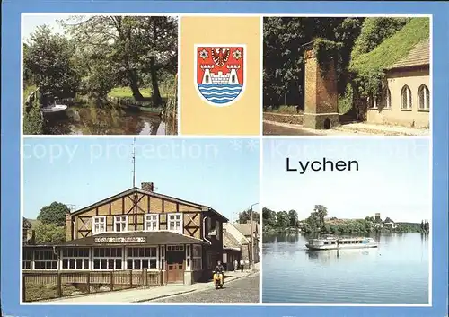 Lychen Muehlbach Fuerstenberger Tor Cafe Alte Muehle MS Moewe Stadtsee Kat. Lychen