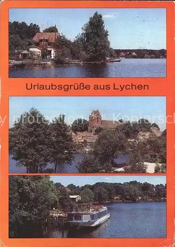 Lychen Oberpfuhlsee Stadtsee Anlegestelle mit MS Moewe Kat. Lychen