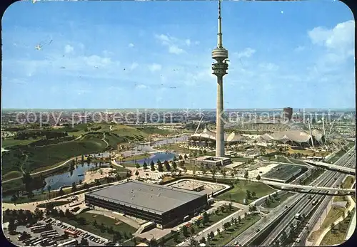 Muenchen Olympiapark mit Olympiaturm Kat. Muenchen