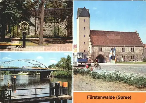 Fuerstenwalde Spree Heimat Tiergarten Spre mit Bruecke der Thaelmann Pioniere Rathaus Kat. Fuerstenwalde