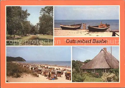 Baabe Ostseebad Ruegen Kurpark Boote Strand Rohrdachhaus Kat. Baabe