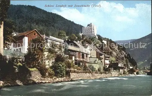 Landeck Tirol Schloss mit Innschlucht Kat. Landeck