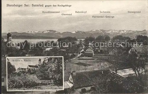 Bernried Starnberger See mit Schloss und Kirche Kat. Bernried