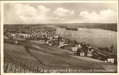 Ruedesheim Rhein mit Hindenburgbruecke Kat. Ruedesheim am Rhein