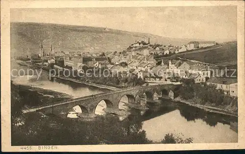 Bingen Rhein mit Drususbruecke Kat. Bingen am Rhein