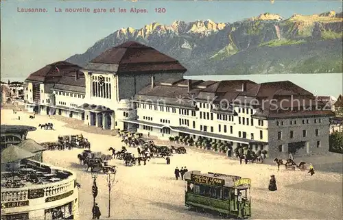 Lausanne VD La nouvelle gare et les Alpes Kat. Lausanne