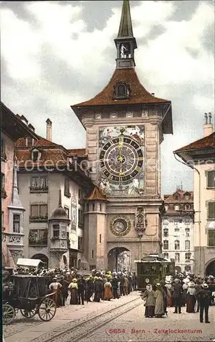 Bern BE Zeitglockenturm Pferdekutsche Strassenbahn Kat. Bern