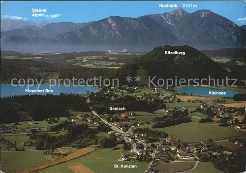 St Kanzian Klopeiner See mit Kleinsee Hochobir und Steiner Alpen Kat. St. Kanzian am Klopeiner See