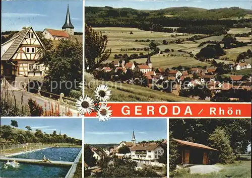 Geroda Fachwerkhaus Panorama Schwimmbad Ortsansicht Schuppen Kat. Geroda