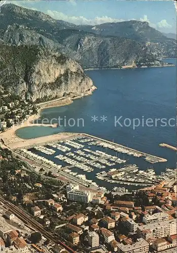 Beaulieu sur Mer Vue aerienne Le port de plaisance la plage Au fond la Tete de Chien Kat. Beaulieu sur Mer