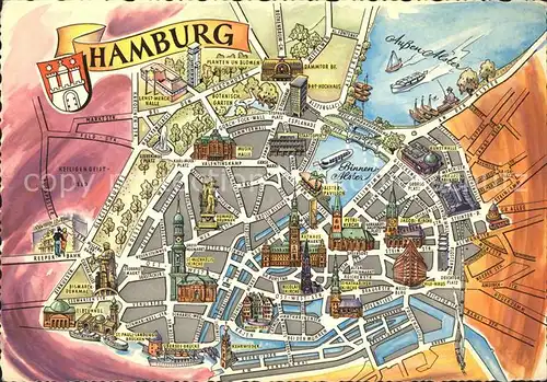 Hamburg Stadtplan Illustration Kat. Hamburg
