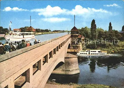 Minden Westfalen Wasserstrassenkreuz Bruecke des Mittellandkanals ueber die Weser Kat. Minden