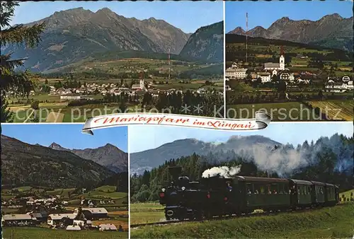 Mariapfarr Panorama gegen Granitzl Murtalbahn Dampflokomotive Kat. Mariapfarr