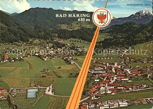 Bad Haering Tirol Kurort mit Schwefelheilquelle Kaisergebirge Fliegeraufnahme Kat. Bad Haering