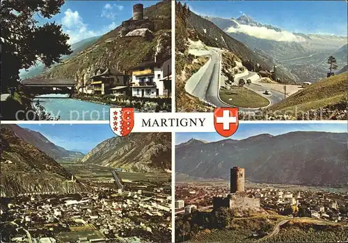 Martigny VS Panorama Burgruine Alpenpass Kat. Martigny