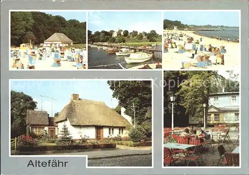 Altefaehr Ruegen Cafe am Strand Seglerhafen Altes Fischerhaus Kurhaus Kat. Altefaehr