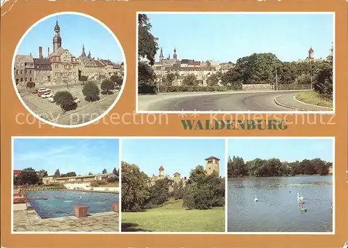 Waldenburg Sachsen Markt Freibad Schloss jetzt Klinik Gondelteich Kat. Waldenburg Sachsen