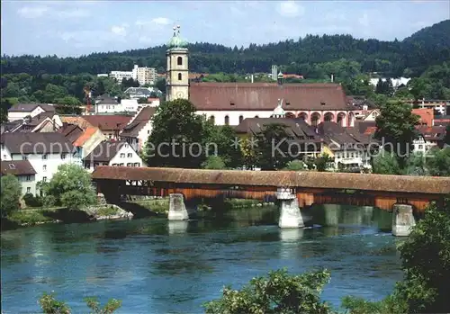 Bad Saeckingen St Fridolinsmuenster historische Rheinbruecke Kat. Bad Saeckingen