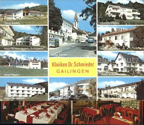 Gailingen Kliniken Dr Schmieder Ortsstrasse Kirche Kat. Gailingen am Hochrhein