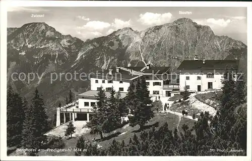 Berchtesgaden Berghotel am Predigtstuhl mit Zwiesel und Staufen Kat. Berchtesgaden