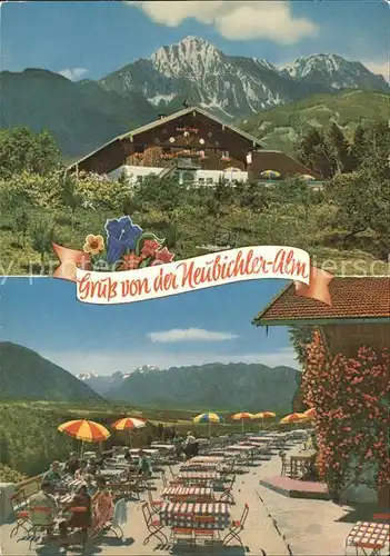Untersberg Berggaststaette Neubichler Alm Terrasse mit Watzmann und Lattengebirge Kat. Salzburg