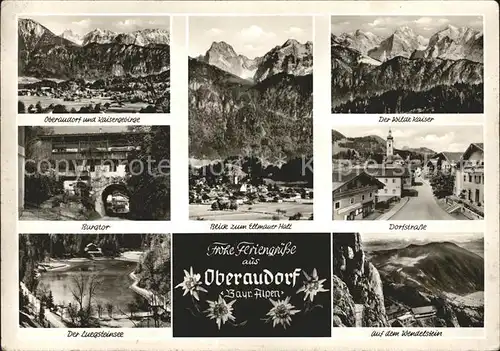 Oberaudorf mit Kaisergebirge Ellmauer Halt Wilder Kaiser Burgtor Dorfstr Luegsteinsee Wendelstein Kat. Oberaudorf