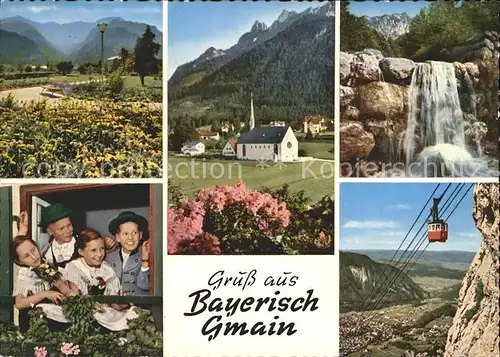 Bayerisch Gmain Kurpark Pfarrkirche Weissbachschlucht Trachtenkinder Predigtstuhlbahn Kat. Bayerisch Gmain