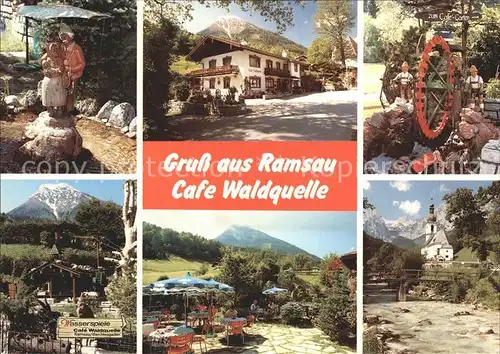 Ramsau Berchtesgaden Cafe Waldquelle Bergkurgarten Details Wasserspiele Terrasse Kirche Kat. Ramsau b.Berchtesgaden
