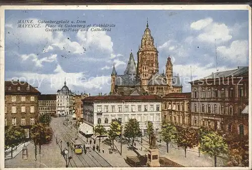 Mainz Rhein Gutenbergplatz mit Dom / Mainz Rhein /Mainz Stadtkreis