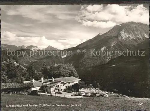 Ramsau Berchtesgaden Berggasthaus Pension Zipfhaeusl mit Watzmann Kat. Ramsau b.Berchtesgaden