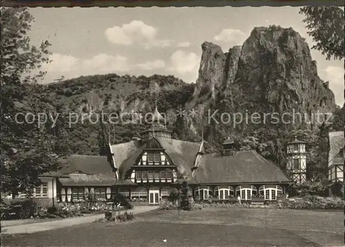 Bad Muenster Stein Ebernburg Baederhaus im Kurpark mit Rheingrafenstein Kat. Bad Muenster am Stein Ebernburg