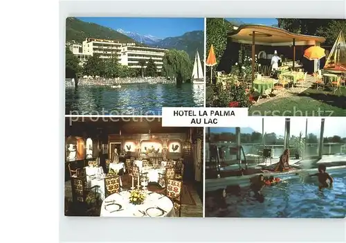 Muralto TI Hotel La Palma au Lac Terrasse Gaststube Swimmingpool Kat. Muralto Locarno