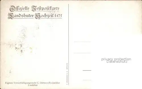 Landshut Isar Einzug Herzog Georgs des Reichen Brauteinholung Brautwagen Kuenstlerkarte Kat. Landshut