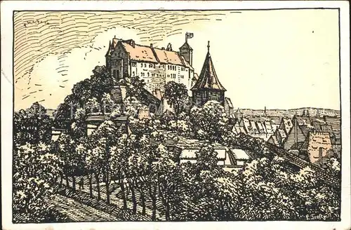 Nuernberg Burg Zeichnung Kat. Nuernberg