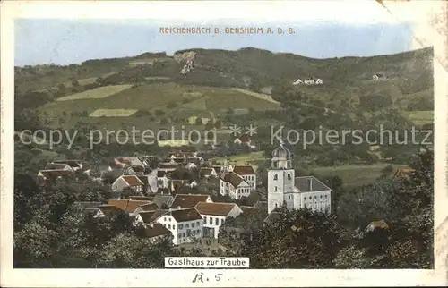 Reichenbach Odenwald Gesamtansicht mit Kirche Kat. Lautertal (Odenwald)