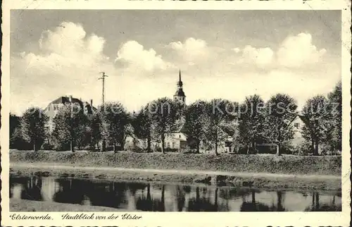 Elsterwerda Stadtblick von der Elster Kat. Elsterwerda