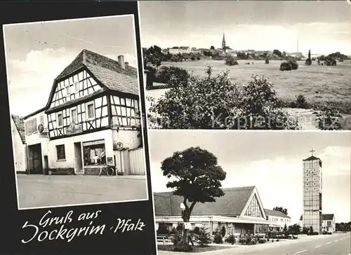 Jockgrim Gasthaus Baeckerei Fuhr Panorama Strassenpartie mit Kirche Kat. Jockgrim