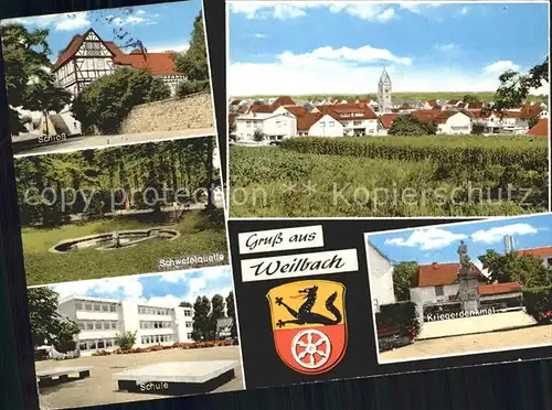 Weilbach Floersheim Schloss Schwefelquelle Schule Stadtansicht Kriegerdenkmal Kat. Floersheim am Main