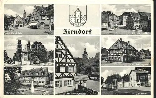 Zirndorf Mittelfranken Marktplatz Fuerther Str Pfarrkirche St Josef Rathaus platz Zirndorf Pressleinshaus Bahnhof Kat. Zirndorf