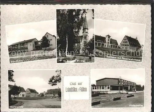 Leinfelden Schulhaus Ev Kirche Rathaus mit Feuerwehrhaus Marktplatz Filderhalle Kat. Leinfelden Echterdingen