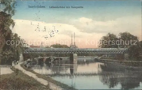 Saarbruecken Luisenbruecke mit Saarpartie Kat. Saarbruecken