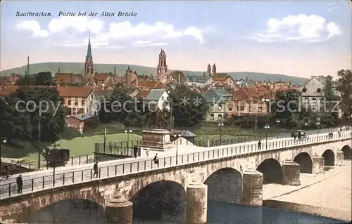 Saarbruecken Partie an der alten Bruecke Kat. Saarbruecken