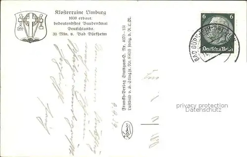 Limburg Lahn Fliegeraufnahme mit Klosterruine mit Isenachtal Kat. Limburg a.d. Lahn