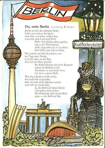 Berlin Kurfuerstendamm Lied Du mein Berlin  Kat. Berlin