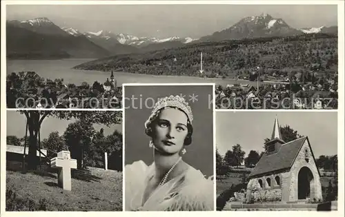 Kuessnacht mit Vierwaldstaettersee Gedaechtniskapelle Portrait Koenigin Astrid von Belgien Kat. Kuessnacht