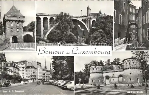 Luxembourg Luxemburg Tour des Bons Malades Pont Adolphe Coin pittoresque Blvd F D Roosevelt Les trois Glands Kat. Luxembourg