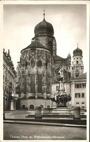 Passau Dom mit Wittelsbacher Brunnen Kat. Passau