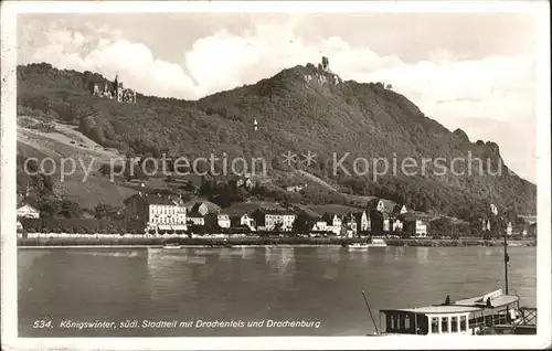 Koenigswinter mit Drachenfels und Drachenburg Kat. Koenigswinter