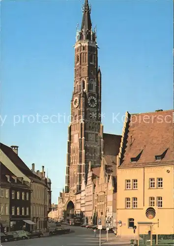 Landshut Isar Martinskirche mit Altstadt Kat. Landshut